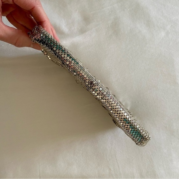 Whiting & Davis Co. Vintage Silver Mesh Evening Bag Clutch Rhinestone Closure - Picture 15 of 16